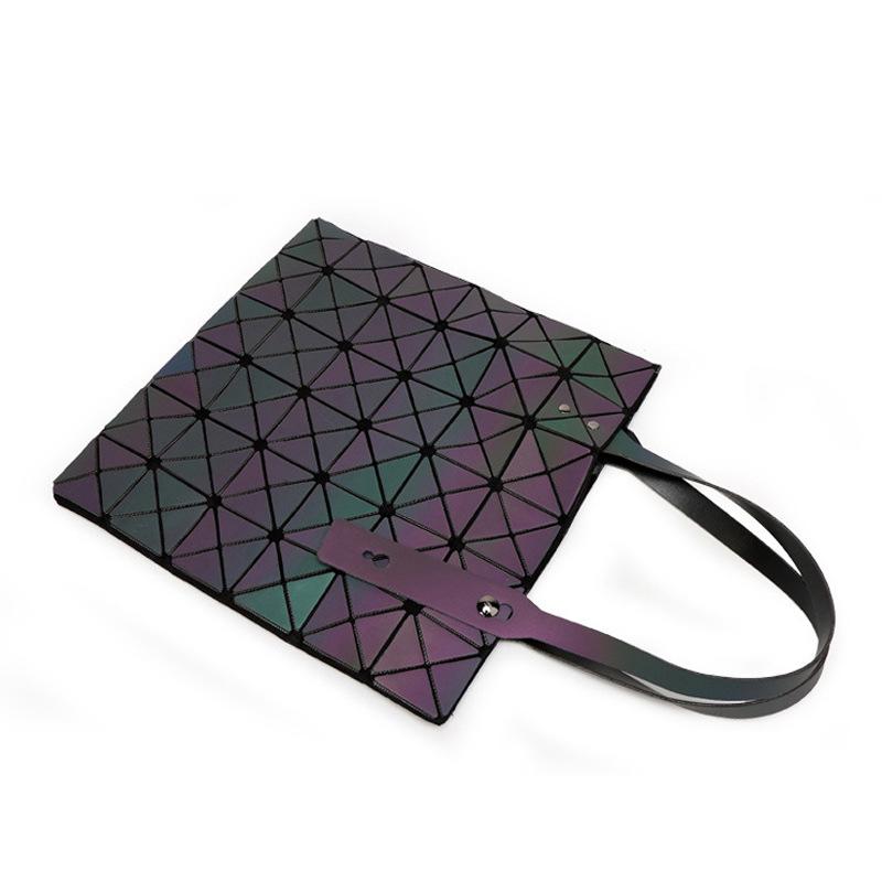 New Luminous Deformed Women's Bag Geometric Laser Rhombus Handbag Variable Folding Shoulder Bag