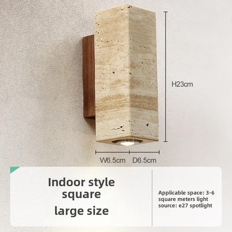 Wabi Sabl Yellow Marble Wall Lamp Japan Bedroom Bedside LIving Room Wall Llght Travertine Stair Corridor Decor Lighting Fixture