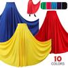 Womens  High Density Swing Skirt Solid Ballroom Dance Long Skirts High Waist Elastic Waistband Ruffle Performance Costume