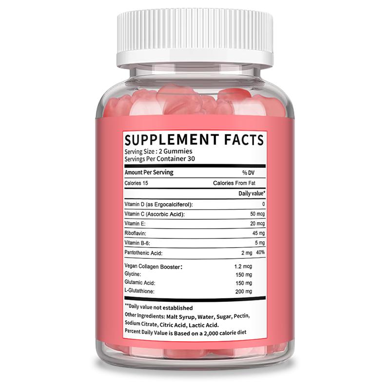 Glutathione Collagen Dietary Supplement, With Vitamin B6, C, D, E, 60 Gummies Per Bottle