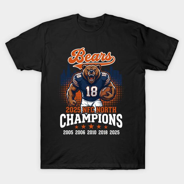 Men Black Print T-shirt Nfc North Champions, Chicago Football No-Cut Transfer Paper Print Cotton Tshirt
