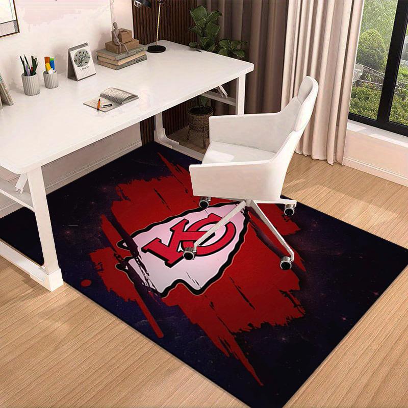 Stadt Chiefs Emblem Bedruckter Teppich für Büro, Stuhlunterlage, Dekorativer Teppich Bodenmatte, Große Größe Fan Geschenke Weihnachtsgeschenke