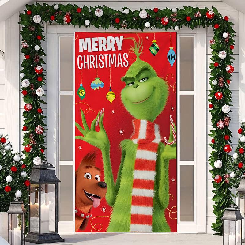 Christmas Cartoon Door Cover Sticker for Home Party Backdrop