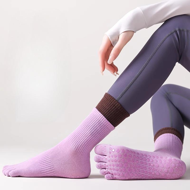 Five-finger Yoga Socks Breathable Cotton Five Toes Pilates Socks Silicone Non-slip Professional Indoor Workout Gym Sports Socks