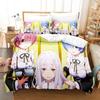 New Re Zero Rem Ram Bedding Set 3d Print Kawaii Cartoon Anime Three-piece Set Adult Kid Bedroom Duvet Cover Sets Home Textiles