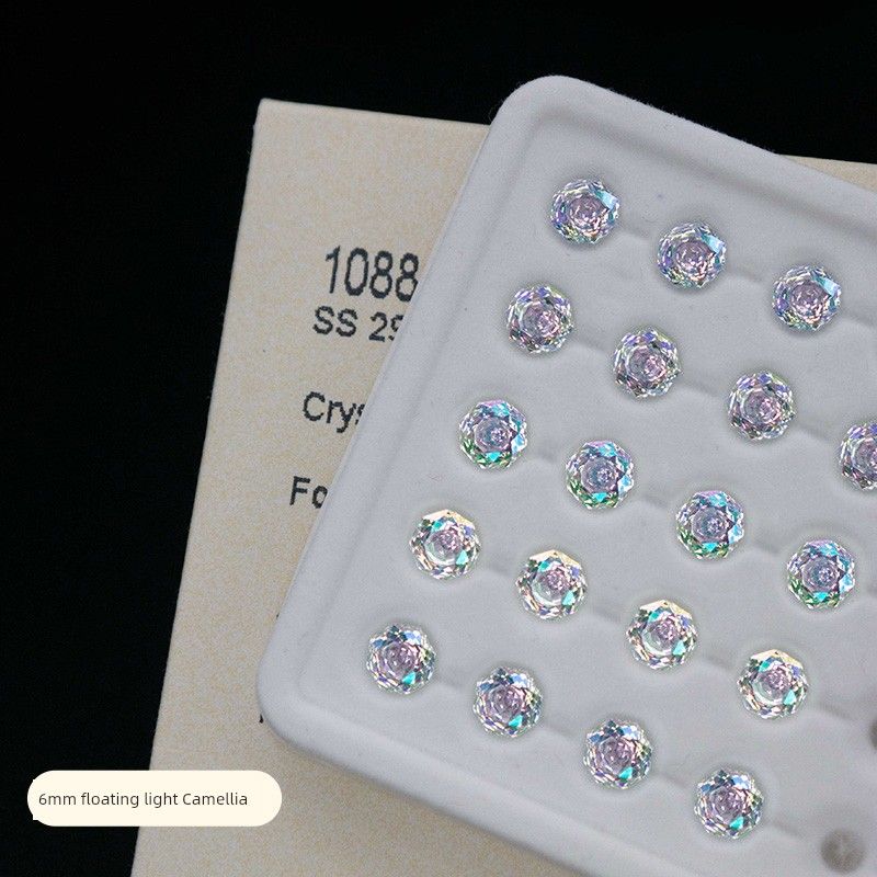 

F136 Медицинский титановый сплав Серьги-пусеты Огранка «Миллениум» 5A Циркон Вспышка Серьга-пусета для козелка уха Гипоаллергенная серьга для ухода за ушами Пирсинг для козелка уха Floating camellia-6mm [single]]