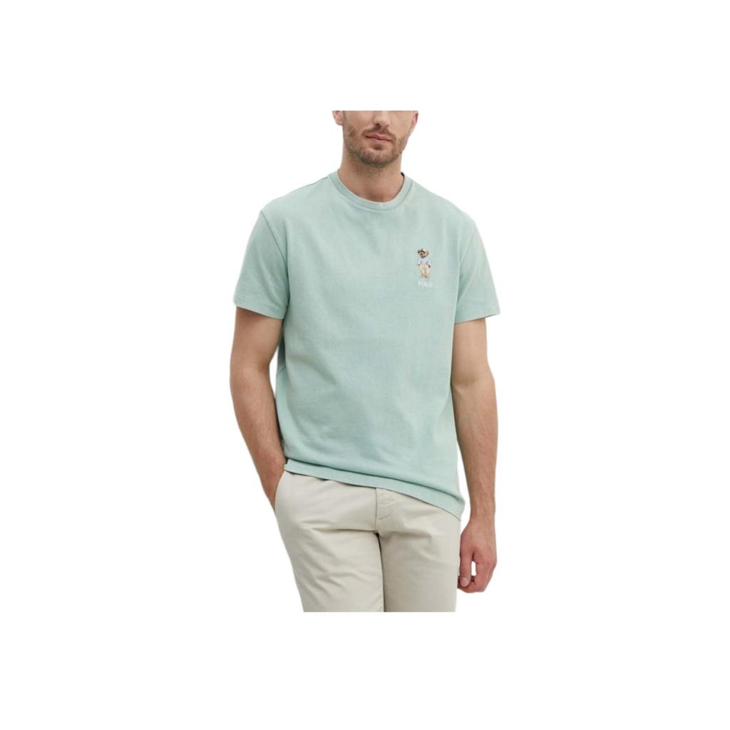 Polo Ralph Lauren Logo Vyšívané Tričko s Krátkým Rukávem a Kulatým Výstřihem Pánské Topy Zelené 710941870-001