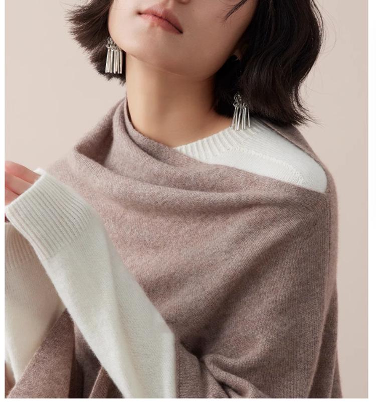 2024 Xale Capa Grande de Lã Merino Tricotada para Mulher