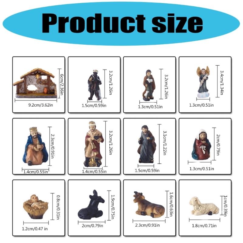 Nativity Statues Figures Set Resins Manger Scene Minaiture Figurines Ornaments for Mantels and Shelf Christmas Decors