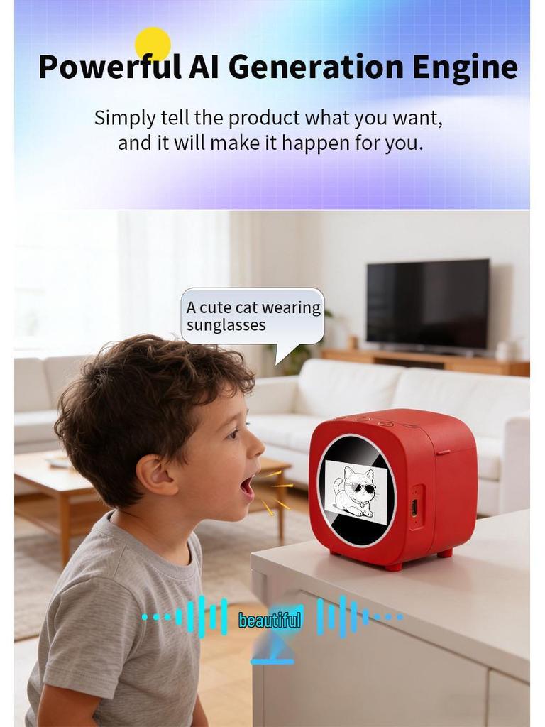 AI Voice-Controlled Instant HD Thermal Photo Printer