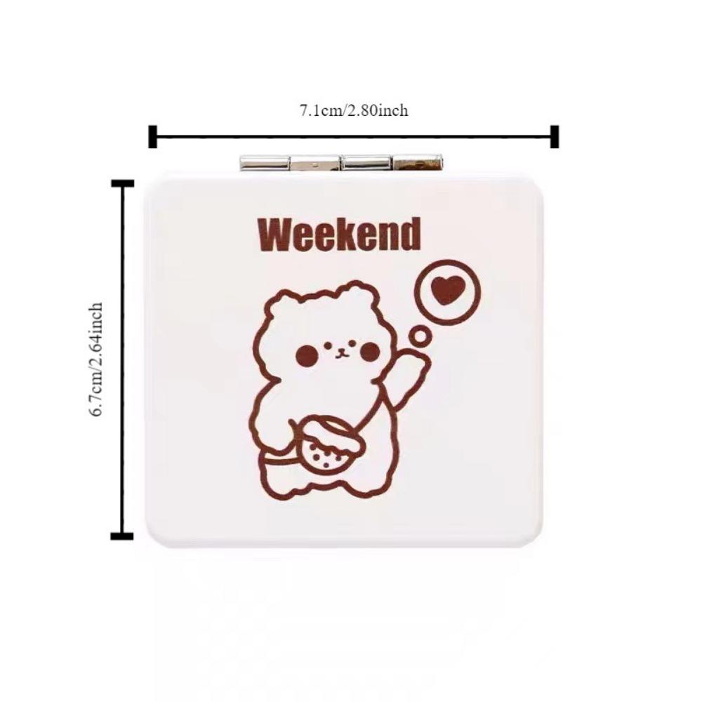 Double-Sided Folding Makeup Mirror Little Bear Compact Pocket Mirror  Cosmetics Tools