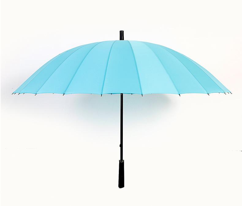 Business-Regenschirm mit 24 manuellen Knochen und langem Griff, großer, doppelt verstärkter, sturmfester Regenschirm für Herren, Ledergriff, gerader Stab