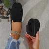 Women's Slip-on Flat Shoes, Breathable Square-toe Wide-fit Large-size Shoes, Casual Lightweight Walking Shoes for All Seasons, Women Shoes