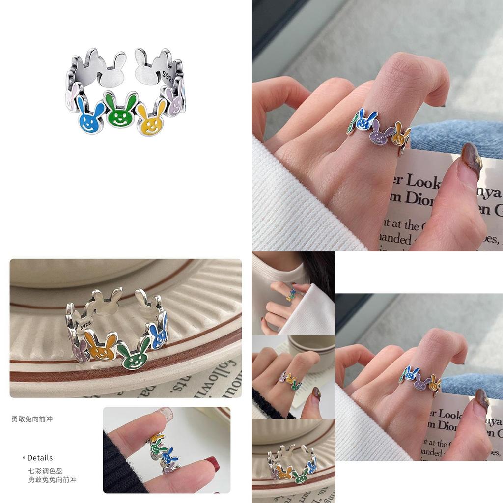 Trendy Colorful Rabbit Inspired Ring For Women Adjustable Design Perfect For 2023