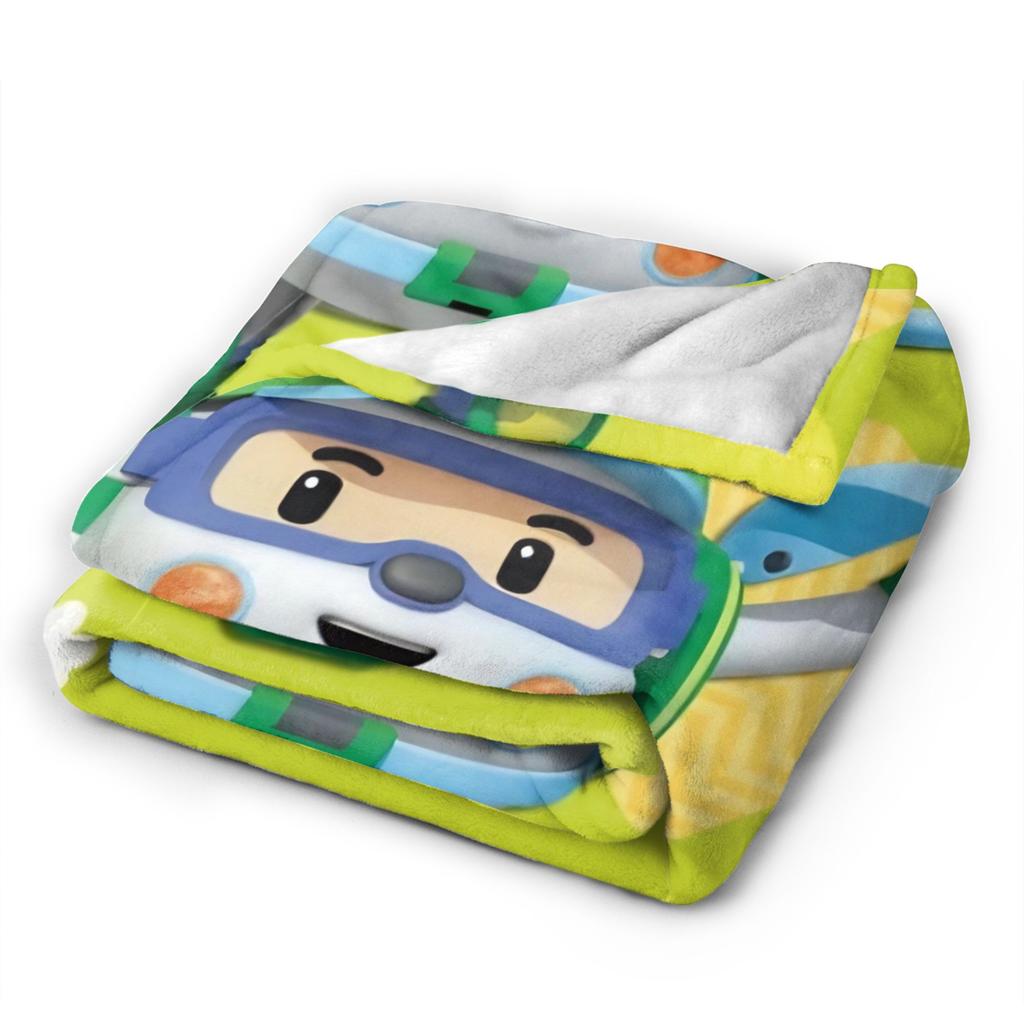 R-Robocars P-Polis Flannel Blanket Helly Awesome Throw Blanket For Bed Sofa Couch 150*125Cm Bedspreads,