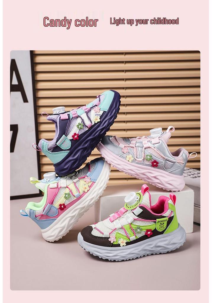 Bobodou Girls' Sports Mesh Shoes 2026 - New Spring/Autumn Breathable Sneakers for Middle/Big Kids