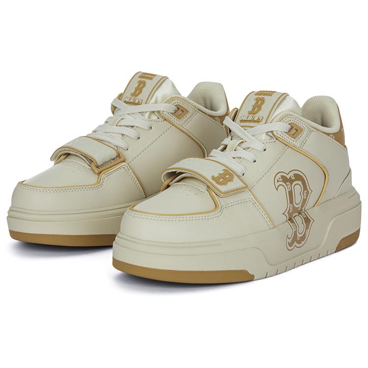 New MLB Chunky Liner Mid Top Skateboard Shoes Unisex Beige Yellow 3ASXLMC4N-43BGS