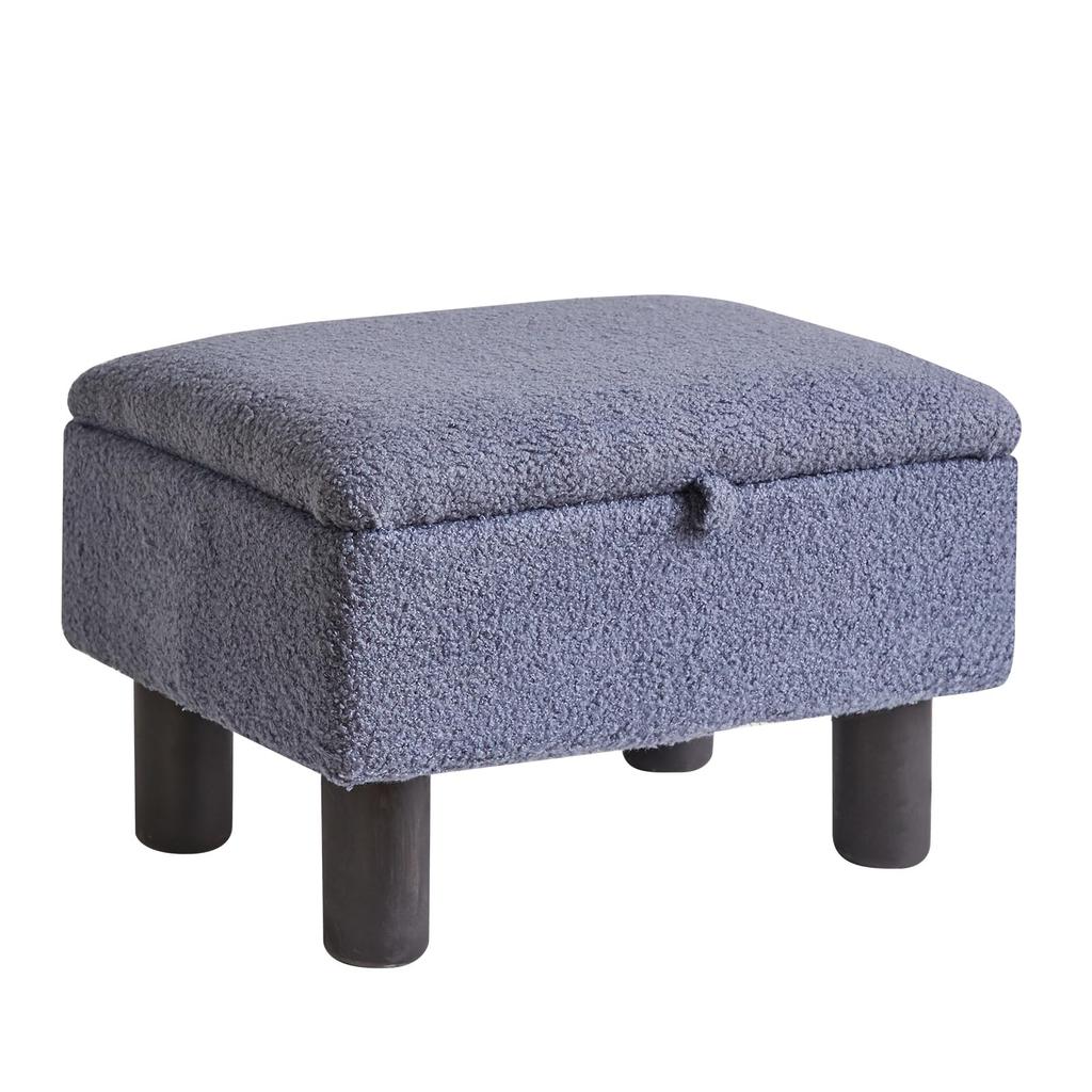 Aibiju Teddy Velvet Footstool with High Solid Wood Storage 150kg Weight Safety Hinged Teddy Ottoman, Resilience, Legs, Stool, Small, 403024cm,