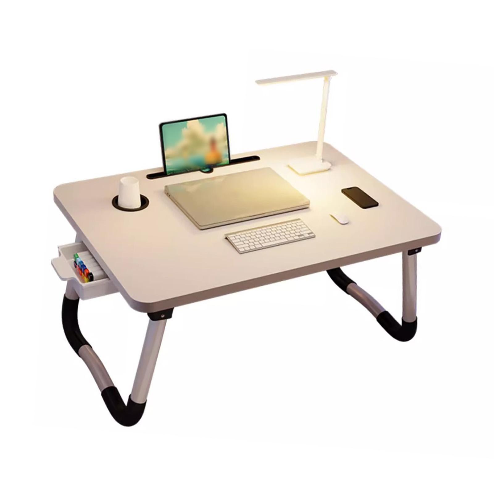 

Laptop Bed Desk Foldable Portable Bed Table Tray Stand with Cup Holder Drawer for Sofa Floor Reading Writing Eating