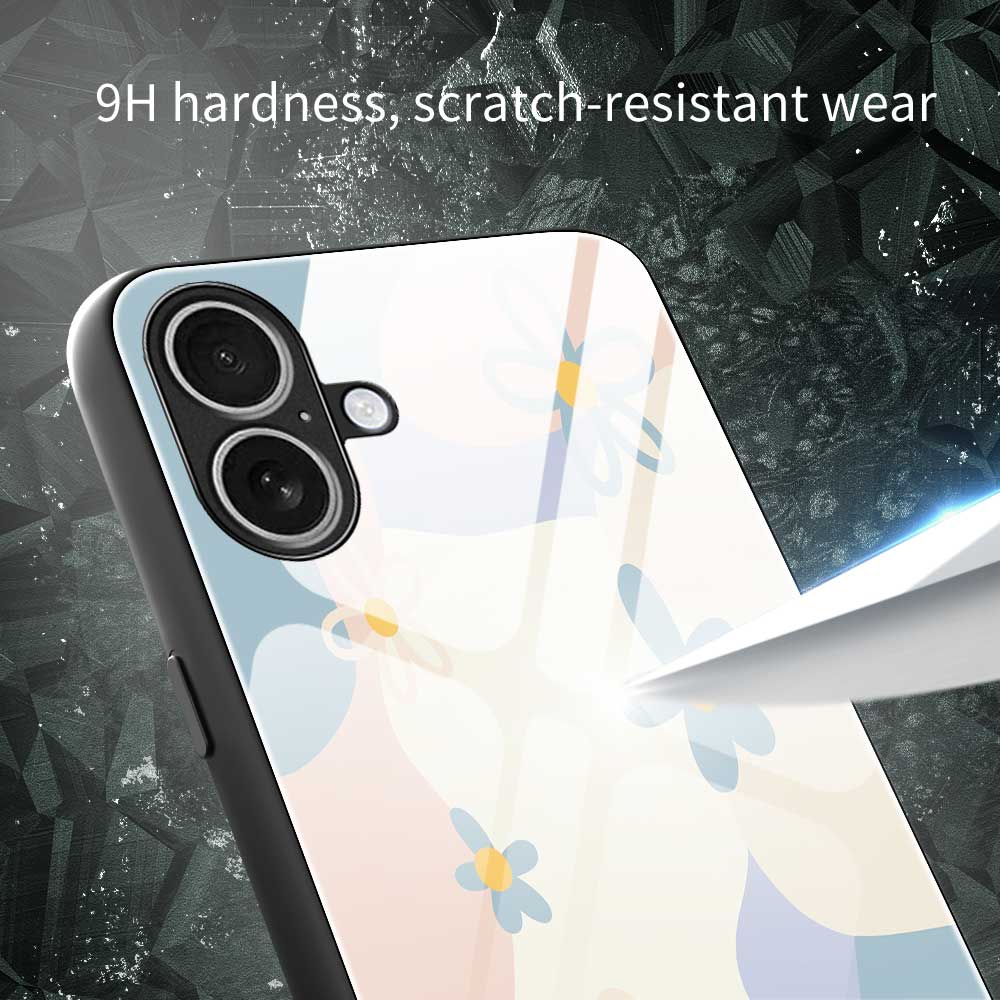 For iPhone 17 Case PC TPU Tempered Glass Pattern Printing Anti Drop Phone Back Cover