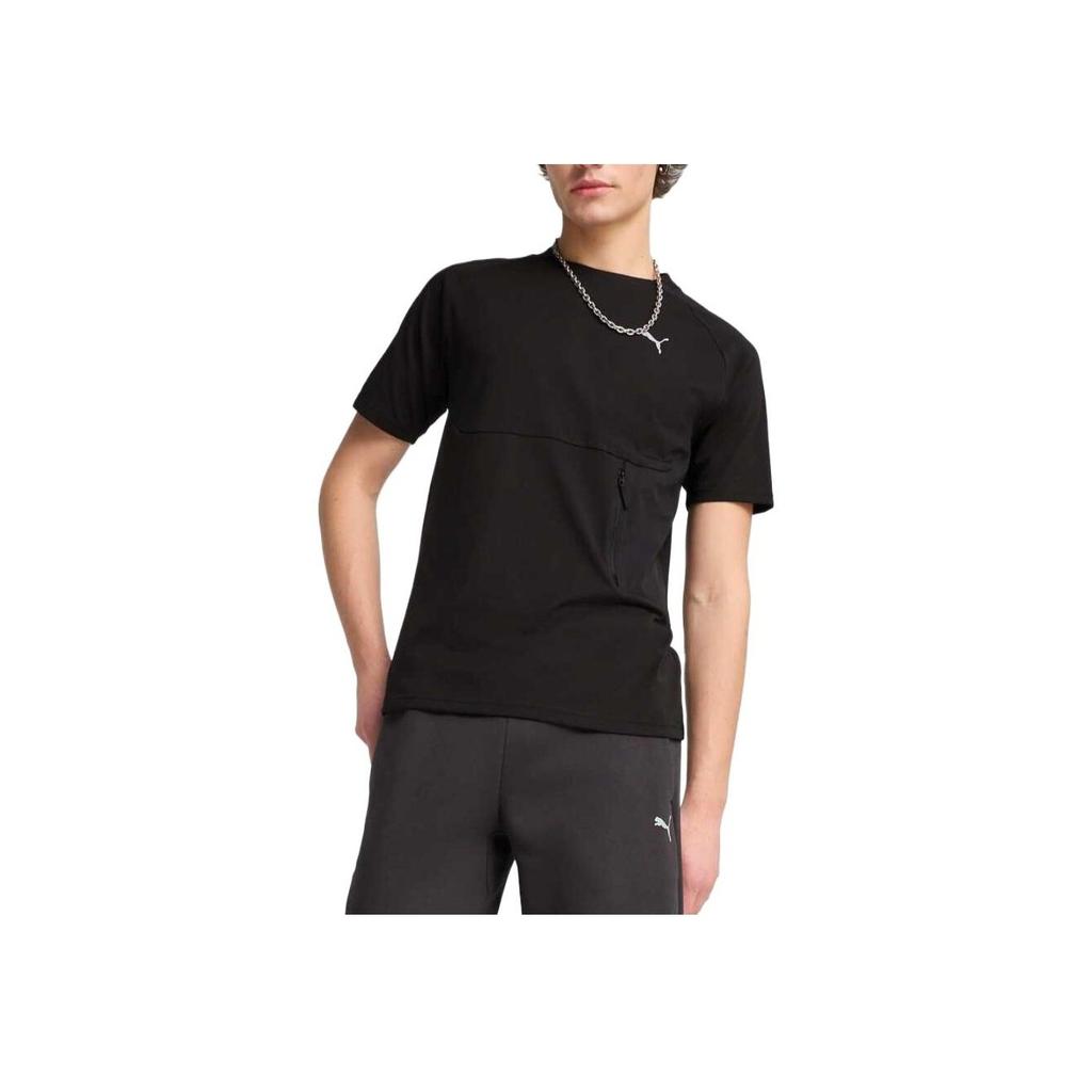 PUMA Comfortable Round Neck Fitted Moisture Wicking Quick Dry Breathable Short Sleeve Raglan T-Shirt Men Tops Black 631829-01