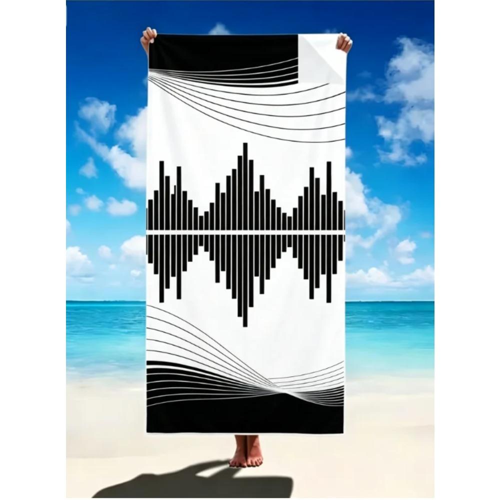 Telo Mare con Stampa Note Musicali Microfibra Grande Senza Sabbia Asciugatura Rapida, Design Chiavi di Piano Chiave di Sol, Asciugamani Morbidi Assorbenti per Bagno