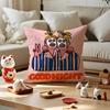Flat Illustration Cushion Cover Anti-dustmite Pillowcase Invisible Zipper Silky Short Plush Sofa Cushion Cover