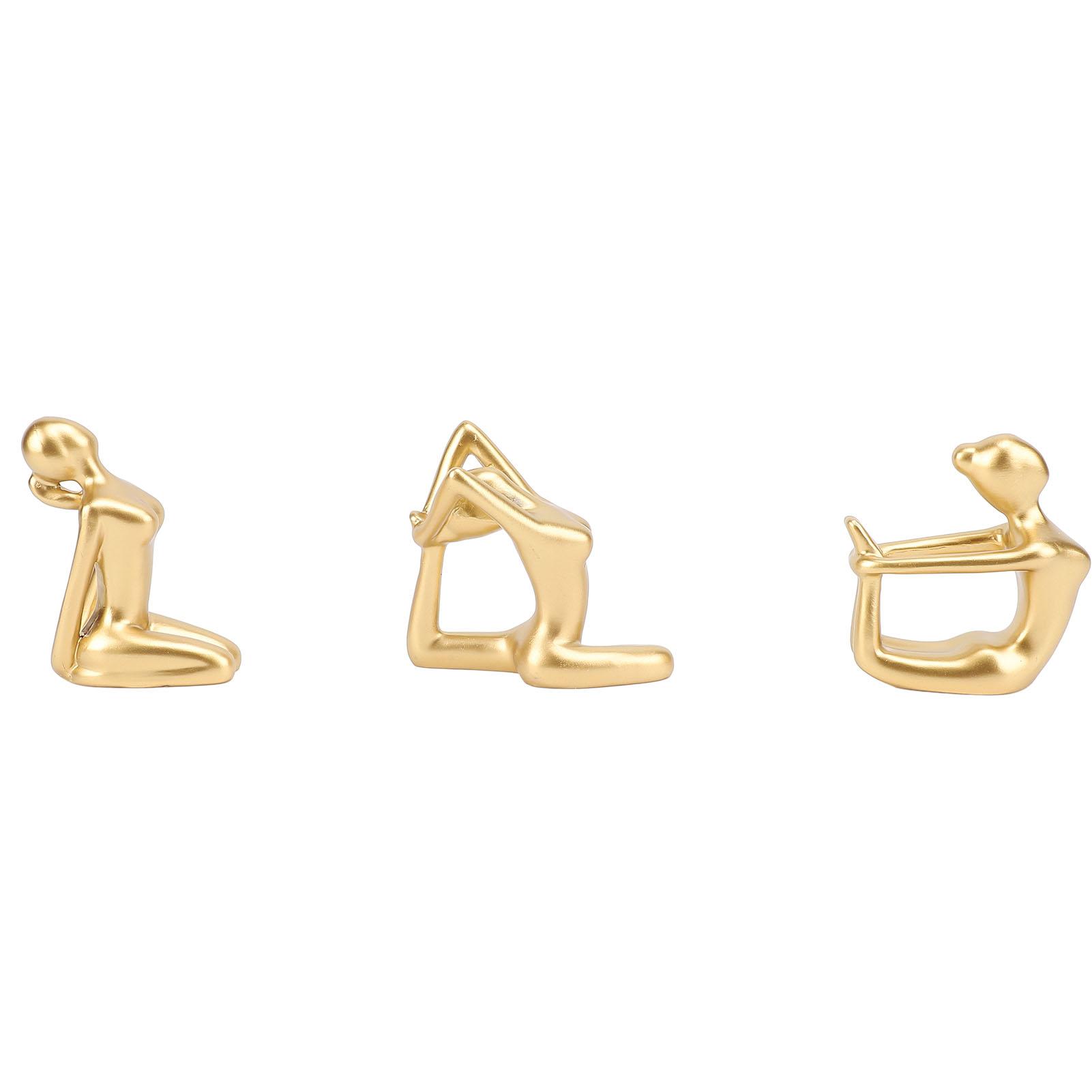 

3 шт. Статуэтка девушки-йоги из золотой смолы, элегантная фигурка для занятий йогой, декор для дома, гостиной и входа