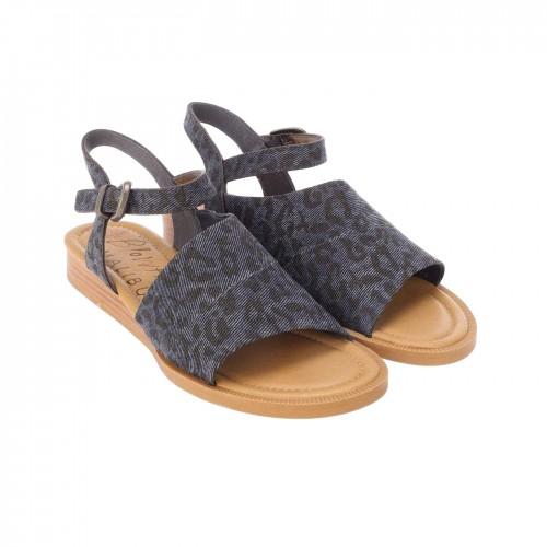 Sandálias de Micro Salto Blowfish Malibu Femininas/Senhoras Estampa de Leopardo em Jeans Ardice