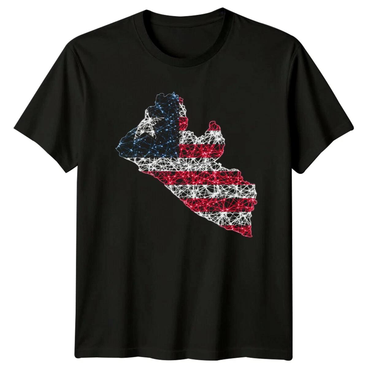 Liberia Map Flag Mens T-Shirt Womens Graphic Tee Travel Unisex Top XXL