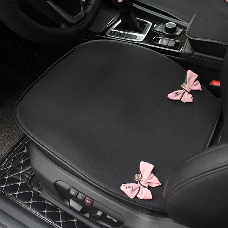 Top Quality Ice Silk Universal Car Seat Cushion For Women Cute Diamond Bow Auto Seat Covers Pad Protector Auto Accessories