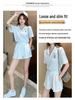 Summer 2025 Women's College-Style Casual Sportswear: Loose Short-Sleeve Tops & Wide-Leg Shorts Two-Piece Set