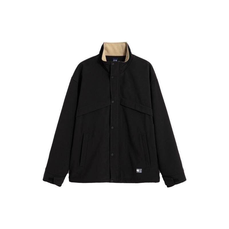 GAP Solid Color Single Breasted Work Jacket Men jackets Black 769911