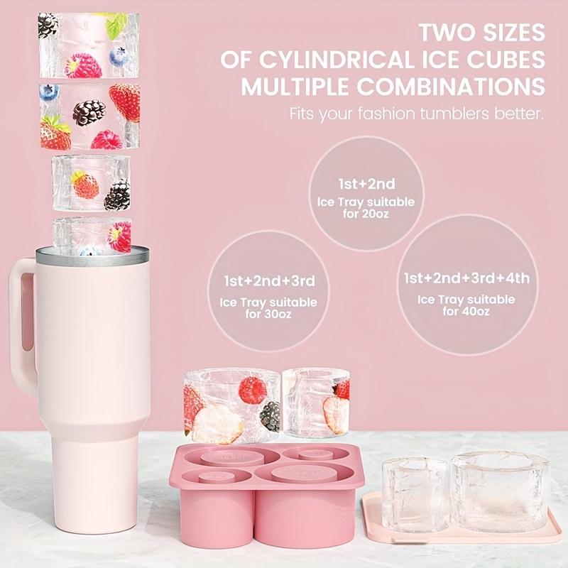 Ice Tray Is Suitable for 20 Ounce Flat bottomed Cups, 4pcs of Silica Gel Hollow Cylindrical Ice Molds, Suitable for Cold Drinks, Coffee