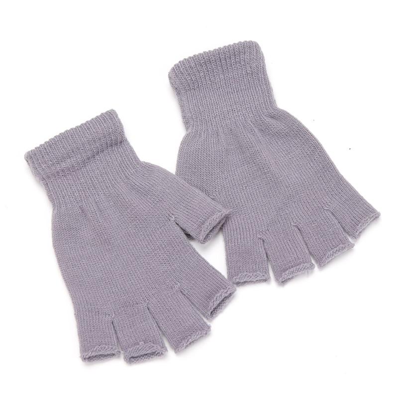 1Pair Unisex Black Half Finger Fingerless Gloves For Women And Men Wool Knit Wrist Cotton Winter Warm Work Mittens