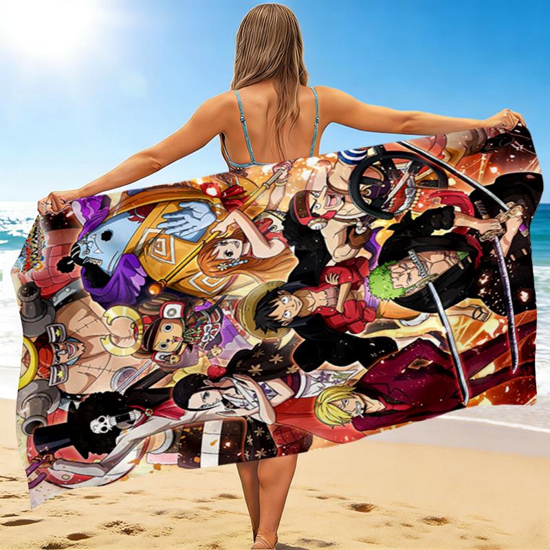 1Pc One Piece Adventure Beach Towel, Quick Dry, Multi-Use for Beach Pool Gym Yoga Home Travel, Christmas, Halloween, Xmas Gift Em92821