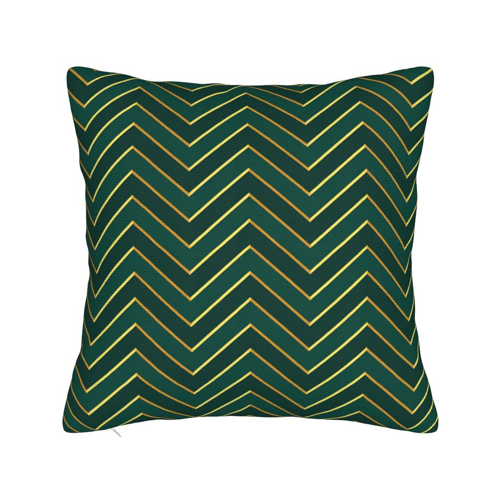 Green And Gold Line Pattern Pillow Cover Vintage Pillow Case For Living Room Bed Chair Print Pillowcases Birthday Present