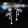 Elegant and Sweet Pastel Butterfly Knot Earrings with Micro-set Zircon Stones, Perfect for Fashion-forward Accessories.