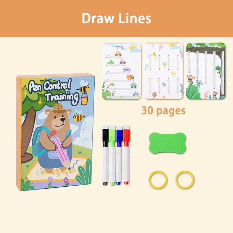 Toddlers Pen Control Books Montessori Learning Toys Tracing Writing Painting Wipe Off Activity Workbook Parish Educational Toys