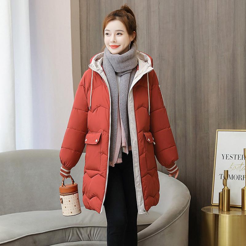 Women in long cotton-padded clothes, new women's cotton-padded clothes, loose large-size women's cotton-padded jackets, bread clothes, and winter 