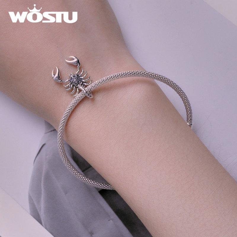WOSTU 925 Sterling  Silver Retro Charming Scorpion Charms Beads Fit Original Bracelet DIY Jewelry