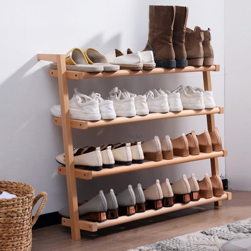 Japanese Wooden Entryway Shoe Rack Multi-Tier Storage Stand Closet Corner Wall Organizer Shelf for Home Storage Decor