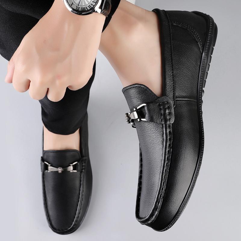 Fashion New Casual Male Work Shoes Men's High Quality Genuine Leather Loafers Handmade Men Walking Shoes Moccasins Walking Men Flats