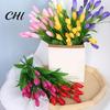 Simulation Flower 1 Bouquet Artificial Realistic Colorfast 21 Heads Vivid Fake Tulip Wedding Favors