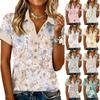 Modna i casualowa damska letnia bluzka z dekoltem V, patchworkowa, z krótkim rękawem i kwiatowym wzorem