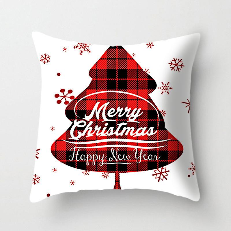45x45cm New Year Christmas Elk Letter Printing Pattern Cushion Cover Home Living Room Sofa Decoration Throw Pillow Cover