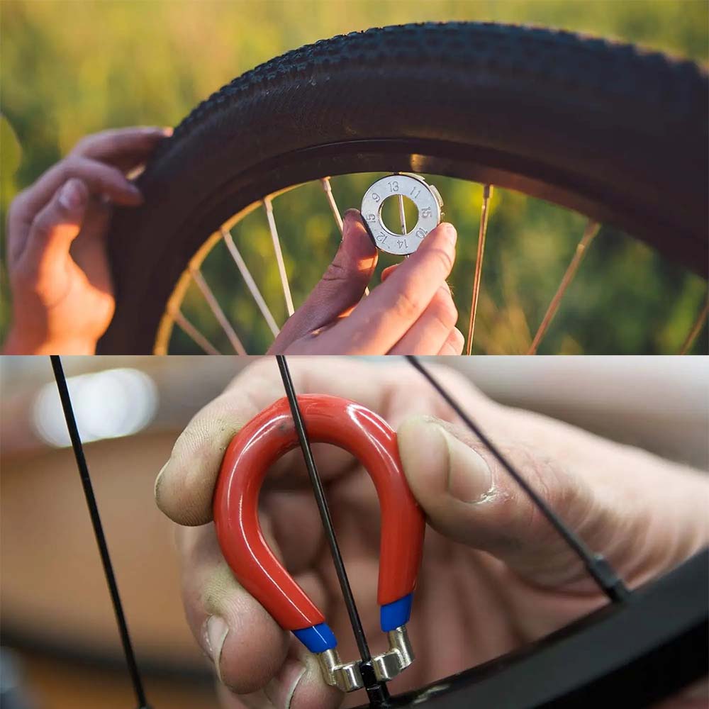 Set di Chiavi per Raggi per Mountain Bike 8 Misure in Acciaio Cromo-Molibdeno Kit di Attrezzi per Centratura Ruote per Riparazione Biciclette