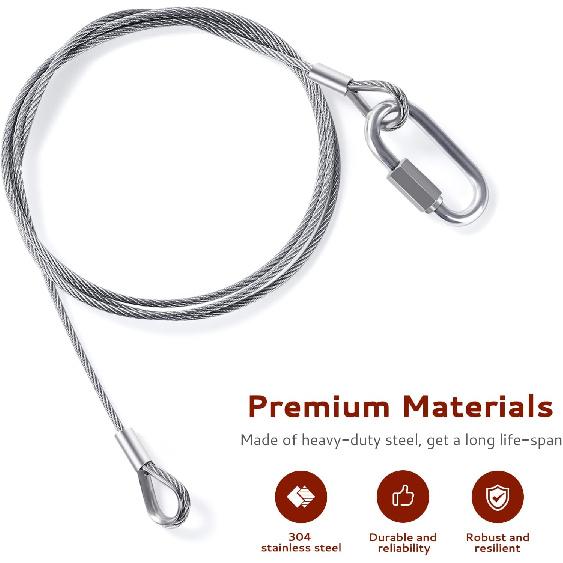 2Pcs Lift Cable Compatible With Gorilla Lift Trailer Gate Assist With EZ Spring Clips, With 4Pcs Aluminum Alloy Rollers P Washers, Fit For Open