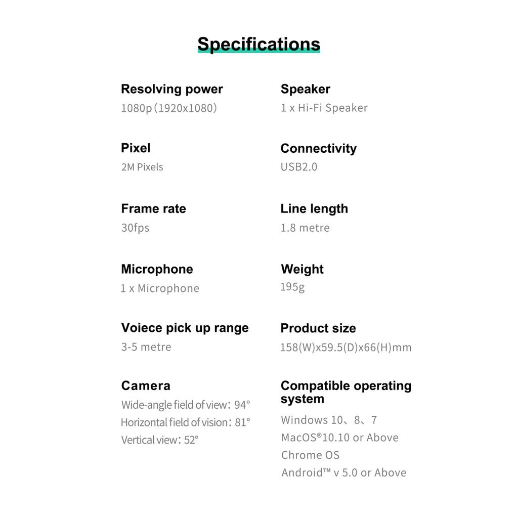 SeeUp Mini 3-in-1 Webcam with Speaker & Microphone & Privacy Cover 1080P Camera Desktop USB Plug &