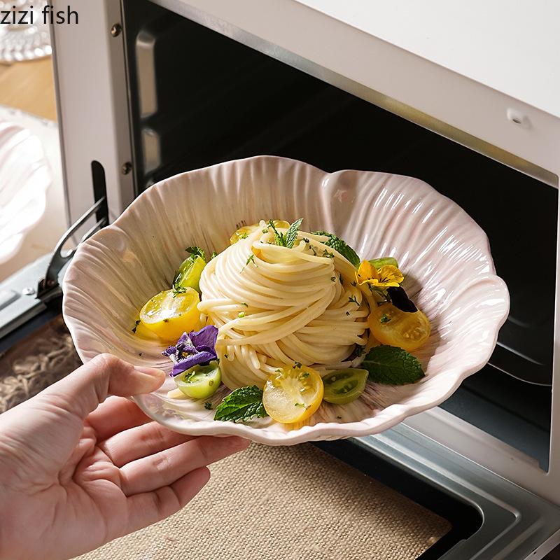 Relief Purple Floral Ceramic Plate Dessert Plate Pasta Dish Soup Bowl Salad Bowl Snack Bowl Molecular Cuisine Creative Tableware